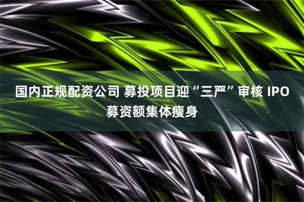 国内正规配资公司 募投项目迎“三严”审核 IPO募资额集体瘦身